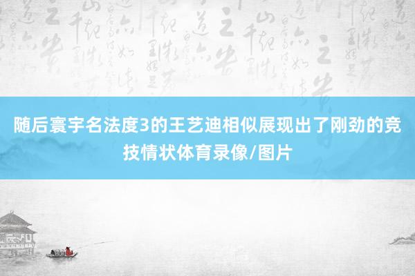 随后寰宇名法度3的王艺迪相似展现出了刚劲的竞技情状体育录像/图片